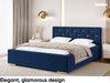 MEBLINI Polsterbett 180x200 mit Lattenrost mit Matratze – VERSAL – Blau Samt – Doppelbett mit Bettkasten - Stauraumbett - Kopfteil Bett mit Stauraum Bild 3