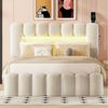 TavilaEcon Polsterbett Doppelbett Funktionsbett Stauraumbett mit 4 Schubladen, mit LED-Lichtleiste mit USB und Stereoanlage 140*200cm Bild 2