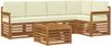 vidaXL Ecksofa Set mit Kissen 6 pcs Natur und Creme Massivholz Akazie 3374835 Bild 2