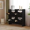 Yorbay Schuhschrank mit 4 Klappen & 8 Fächern, 110 x 90 x 24 cm, Weiß/Schwarz Bild 2