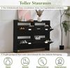 Yorbay Schuhschrank mit 4 Klappen & 8 Fächern, 110 x 90 x 24 cm, Weiß/Schwarz Bild 4