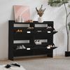Yorbay Schuhschrank mit 4 Klappen & 8 Fächern, 110 x 90 x 24 cm, Weiß/Schwarz Bild 3