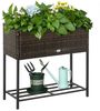 Outsunny Blumenkasten Blumenkasten mit Füßen (Blumentopf, 1 St, Hochbeet), PE Rattan, Metall, Braun Bild 2