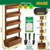 KESSER® Hochbeet mit Etagen Premium Blumenkasten Blumentreppe Pflanztreppe - Gemüsebeet Kräuterbeet Pflanzkübel Frühbeet Blumenbeet Pflanzkasten inkl. Gartenvlies- Beet für Terrasse Balkon & Garten Braun, 5 Etagen Bild 5