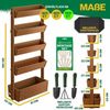 KESSER® Hochbeet mit Etagen Premium Blumenkasten Blumentreppe Pflanztreppe - Gemüsebeet Kräuterbeet Pflanzkübel Frühbeet Blumenbeet Pflanzkasten inkl. Gartenvlies- Beet für Terrasse Balkon & Garten Braun, 5 Etagen Bild 4