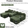 3-Sitzer Sofa 288×167×70 cm aus Samt rahmenlos modular mit 2 Ottomanen, grün Bild 4