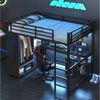 STILVORA Hochbett 140x200 mit Schreibtisch,Jugendbett mit LED,Kleiderschrank&Ablagefach (mit LED, Schreibtisch, Kleiderschrank und Stauraum – Platzsparendes Design) Bild 5
