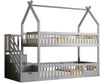 Kinder-Etagenbett aus Massivholz mit Dach & Treppe, 90x200 cm, Grau, ohne Matratze Bild 4