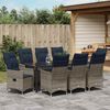 vidaXL Tisch- und Stuhlset mit Kissen 9 pcs Grau PE-Rattan 3379596 Bild 4