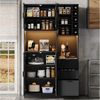 Flieks Küchenbuffet mit Steckdosen, LED-Beleuchtung und verstellbaren Einlegeböden (1-St, B105/T40/H180 cm) Hochschrank Küchenschrank mit verstellbaren Einlegeböden Schwarz Bild 3