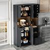 Flieks Küchenbuffet mit Steckdosen, LED-Beleuchtung und verstellbaren Einlegeböden (1-St, B105/T40/H180 cm) Hochschrank Küchenschrank mit verstellbaren Einlegeböden Schwarz Bild 2