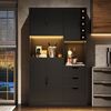 Flieks Küchenbuffet mit Steckdosen, LED-Beleuchtung und verstellbaren Einlegeböden (1-St, B105/T40/H180 cm) Hochschrank Küchenschrank mit verstellbaren Einlegeböden Schwarz Bild 4