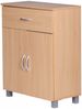 Sideboard Buche WL1.335 60 x 75 x 30 cm Kommode mit Schublade und Türen, Kleine Moderne Anrichte Braun, Design Holz Schrank, Allzweckschrank mit Griffen, Kleiner Flurschrank Schmal Bild 5