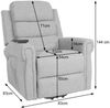 Fernsehsessel HWC-K63, Relaxsessel Sessel, Liegefunktion Aufstehhilfe Massage Heizfunktion, Stoff/Textil ~ hellgrau Bild 4