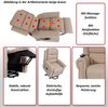 Fernsehsessel HWC-K63, Relaxsessel Sessel, Liegefunktion Aufstehhilfe Massage Heizfunktion, Stoff/Textil ~ hellgrau Bild 2