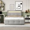 LED-Bett 90x200 cm mit Schubladen, Polsterbett, Stauraumbett, Holzrahmen, klassische Optik, LED-Farbwechsel Bild 3