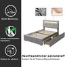 LED-Bett 90x200 cm mit Schubladen, Polsterbett, Stauraumbett, Holzrahmen, klassische Optik, LED-Farbwechsel Bild 4