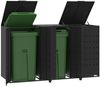 Mülltonnenbox GORILO für 3 Tonnen Schwarz 207x79x117 cm Stahl | Mülltonnenverkleidung 3er Mülltonnenhaus Bild 3