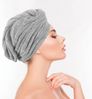 Haarturban ( Grau ) Cozy mit Knopf - 25x65cm ( One SIze ) Superweich Flauschig - Saugstark, Handtuch Haare Turban Haarhandtuch Schnelltrocknend Bild 5