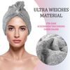 Haarturban ( Grau ) Cozy mit Knopf - 25x65cm ( One SIze ) Superweich Flauschig - Saugstark, Handtuch Haare Turban Haarhandtuch Schnelltrocknend Bild 3