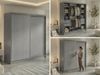 Schwebetürenschrank LUMOS in Grau inkl. Innenausstattung, mit Lamellen-Optik, Weiß, Breite 200 cm, moderner Kleiderschrank - mit Schubladen Bild 2