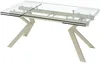 Vente-unique - VELIKA Esstisch Glas TransparentBeige - B 90 cm x H 76 cm x L 160 cm240 cm Bild 5