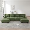Sofa aus Chenille mit modularem Design & beweglichen Ottomanen, grün Bild 2