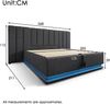 Merax Polsterbett 180×200, Doppelbett Stauraumbett mit App Control LED und USB-C Ladefunktion, Bettgestell mit Lattenrost, Leinen, Grau, Ohne Matratze und Nachttisch Bild 4