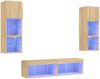 6-tlg. Wohnwand, Schrankwand Wohnzimmer mit LED-Beleuchtung Sonoma-Eiche Holzwerkstoff Bild 2
