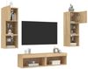 6-tlg. Wohnwand, Schrankwand Wohnzimmer mit LED-Beleuchtung Sonoma-Eiche Holzwerkstoff Bild 4