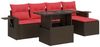 vidaXL 6-tlg. Garten-Sofagarnitur mit Kissen Braun Poly Rattan Akazie 3326465 Bild 2