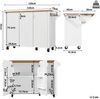 Kücheninsel B 130 x T 45 (75) x H 92 cm, klappbare Arbeitsplatte, 3 Türen, MDF Weiß, 5 Rollen Bild 4