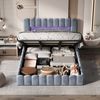 PXloue Polsterbett Doppelbett Jugendbett (ohne Matratze), Stauraumbett, Bettkasten, LED-Beleuchtung, USB-Anschluss, 180x200 cm Bild 2