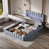 PXloue Polsterbett Doppelbett Jugendbett (ohne Matratze), Stauraumbett, Bettkasten, LED-Beleuchtung, USB-Anschluss, 180x200 cm Bild 3