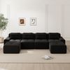 Flieks 4-Sitzer Sofa, Modular U-Form Schlafsofa, Tiefsofa mit 2 Ottoman & 4 Kissen, Cord, Schwarz Bild 2