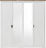 Schlafkontor Kleiderschrank Kleiderschrank Schlafzimmerschrank JASMIN 4-trg Pinie weiß Nachbildung Bild 4