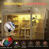 Hochbett mit RGB LED-Streifen, Schreibtisch, Bücherregal, Lattenrost, Treppe, Rausfallschutz, 140x200cm, Metallbett, Kinderbett Bild 5