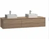 Vente-unique - ISAURE Waschbeckenmöbel Holz, PlatteKeramik Beige - B 47 cm x H 32 cm x L 150 cm Bild 2