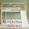Novelux Etagenbett 90x200 cm mit Rutsche und Dachform – Kinderhochbett aus Kiefer, MDF und Sperrholz in Weiß/Natur, mit Leiter, Zaun und Lattenrost Bild 5