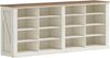 Schuhbank, Schuhregal Mit Sitzfläche, Sitzbank Mit Stauraum, 16 Fächer, Geeignet für Wohnzimmer, Flur, Eingang, Platzsparend, 28,7 x 104 x 58 cm, Vintagebraun-Weiß Bild 2