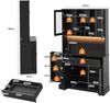 Merax 180cm Küchenschrank, Hochschrank, Aufbewahrungsschrank, Vitrinenschrank, verstellbaren Einlegeböden, mit farbwechselnder LED-Beleuchtung und Steckdose, Schwarz Bild 4
