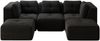 3-Sitzer Sofa 297x177x69 cm aus Cordstoff rahmenlos modular mit 2 Ottomanen, schwarz Bild 3