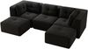 3-Sitzer Sofa 297x177x69 cm aus Cordstoff rahmenlos modular mit 2 Ottomanen, schwarz Bild 5