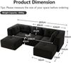 3-Sitzer Sofa 297x177x69 cm aus Cordstoff rahmenlos modular mit 2 Ottomanen, schwarz Bild 4