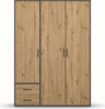 rauch Kleiderschrank; Drehtürenschrank VOYAGER, 3-türig, 2 Schubkästen, Eiche Artisan/Graumetallic, 140x194x53xcm Bild 2