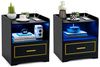 2er Set Nachttisch mit LED Licht USB-Anschluss und Typ-C-Ladestation Nachtschrank mit Bewegungssensor Schwarz Bild 2