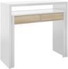 Dmora Andriy Schreibtisch, Schreibtisch mit ausziehbarer Platte, PC-Schreibtisch mit 2 Schubladen, 99 x 36 x 88 cm, Weiß und Eiche Bild 5