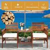 Gartenbank mit Tisch 2 Sitzer Holzbank mit Schirmloch & Sitzkissen Sitzbank Braun+Weiß Bild 5
