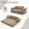 LVHOM Loungesofa faltbar mit Schlaffunktion, Stabil-/abnehmbarer Außenrahmen aus Metall, frei kombinierbar, Liege- oder Klappsofa, 3 Kissen, Hochelastischer Schaumstoff, weicher Cordstoff, Praktische Seitentaschen zur Aufbewahrung, Ideal für flexible R... Bild 2