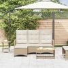 vidaXL Gartensofa mit Liegefunktion Kissen L-Form Beige Poly Rattan 4108242 Bild 3